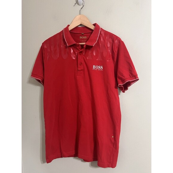 Hugo boss red polos for men slimfit T-shirt size L - Picture 1 of 11